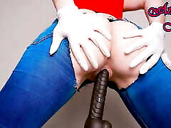 PAWG in Jeans and Medical Gloves Spanks Her Ass