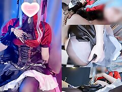Gothic Dress Cosplaying asia honymon leaf kiss video