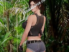 durante il servizio fotografico: lara croft prende in giro il marito mentre scopa con un grosso sconosciuto della bbc di fronte a lui