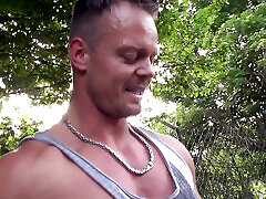 Stranger milf walks pass two guys with huge dick and fucks both cocks