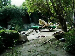 Classic blonde MILF nailed hard outdoors