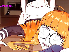 The Redhead is Passionately Playing Videogames and Doesn&039;t Notice the Boner Between her Legs