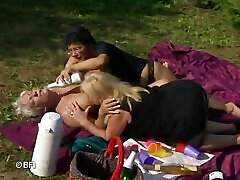 Old GILF&039;s in outdoor anal feasting threesome