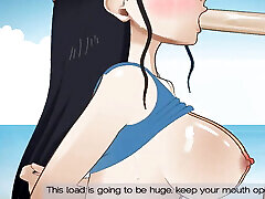 nico robin ottiene la sua gola scopata come un po slut da nami & 039;s fidanzato sulla spiaggia