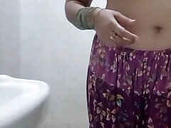 Busty Teen Gets Peeked on in Shower & sissy cock cum hypno masturbating in Bathroom!