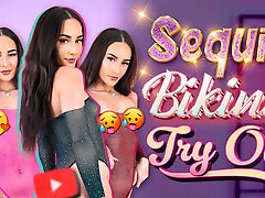 4K Multi Coloured Sequin www indianxxxmovies com Try On - Sheer Sparkle, Cheeky Fit