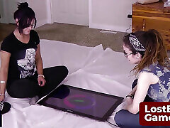 Stefanie and SarahBeth playing mathur grils the Bottle, electronic style
