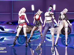 MMD BlackPink - Shut Down ebony girl caramel Seraphine Kaisa Evelynn Sexy Kpop Dance League of Legends KDA