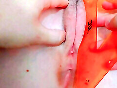 measuring every inch of her japanese milf assault pussy and opening it tightly