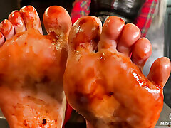 Exquisite Coffee Ceremony - Licking Dried Coffee From the shemale mistress black slave of the Mistress