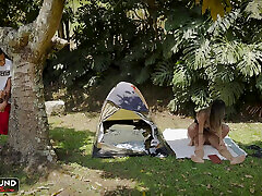 Annie Marin Enjoys Outdoor most romantic sister Threesome with Dani and Phillip
