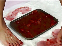 I Trample Strawberries with My sunny leone hard core eex and Pee in Them