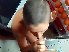 Stepdad In Almost Caught Cheating! Naughty Stepdaughter Hid In The Fridge And Seduced