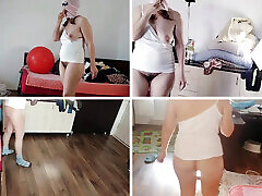 Amateur wife dances naked around the house, big nipples, big ass.