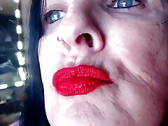 Red Lipstick Application Duck Lips Hot Smoking MILF