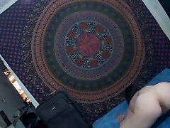 Naked Yoga footjob opaque nylon by a Stunning Teen Babe