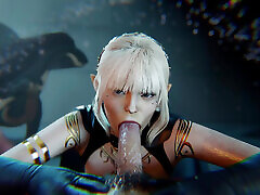 A Slutty White Haired Elf giving a Mesmerizing Blow Job