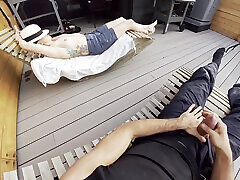 Dickflash Roof Adventure: Part 2 a Little Redhead Slut Gives Me Fast Cumshot on Her and While Her Boyfriend Waits
