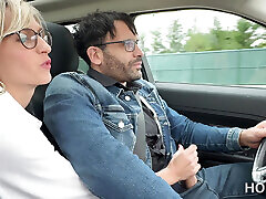 Busty Blonde MILF Didine Fucked in the Car by Her Driver