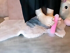 Sensual Session: Foot Jewelry, Satin Glove & Pink Toy