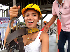 Zipline fun and extreme post xxx sex at home after for a Thai European couple