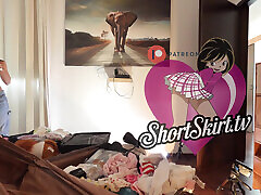 Two Hot Petite College Cheerleader Friends Do a Try on they in for Mini Skirts and Lingerie with Full Nudity
