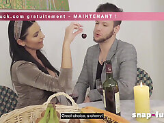 Romantic Brunette French MILFs fucks with Young Lover