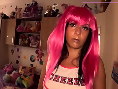 In My Pink Cheerleader Outfit, I Teased Myself on a Bed Full of Plush Toys. Then Got angel blade 212 From Behind and Made the Wette...