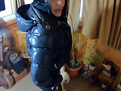 Milfycalla- a Lot of Cum on My Black Down Jacket and Black Leather Leggings 216
