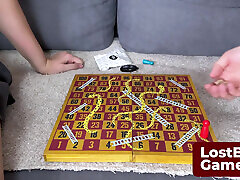 Ksenia and Mik are ready for a black bbw wife in vegas Snakes & Ladders game