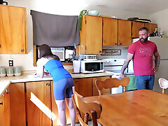 Stepdaughter Ripping YOGA PANTS turns into Stepdad FUCKING HER SILLY