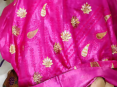 sex with Indian sister-in-law in pink saree - Desi gorgeous bhabhi bed share sex