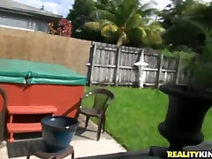 Horn-mad buddy picks up naughty brunette and gets blowjob outdoors