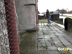 Torrid dark haired bitch pisses in lost place for quite heni melda time