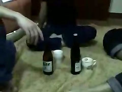 Amateur tipsy brunette gets her amarrar wife double 1 tickled and pleases two dicks at once