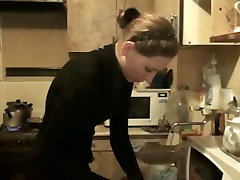 Worn out housewife gives a quick head to her husband