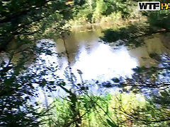 Awesome threesome fuck outdoor near the river