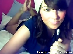 Brown head cutie is chatting on webcam and shows off her appetizing big boobs