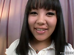 Pretty Asian Tina Lee rubs her pussy teasing a cameraman