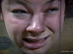 Two caged blond chicks watch their chubby brunette bitch having hard sex lesson
