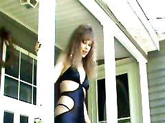 Sassy playing with a big black dildo