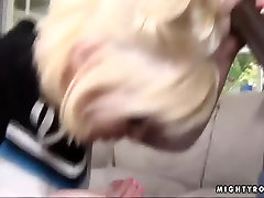 Naughty white blonde xxnx toelet Cruise got two powerful black dicks in her tight holes