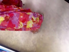 Grocery shopping in high heel thongs