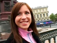 Green eyed European sweet teen brought home & fucked
