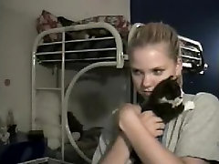 Blonde cutie chatting on webcam