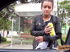 Appealing dilettante legal age teenager Vanessa made goal 1 drilled in a car