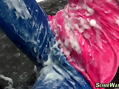 Slime fetish slut rubbing