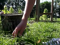 Super cute teen sucks an old cock in the garden