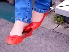 Natasha sexy girl playing red flats