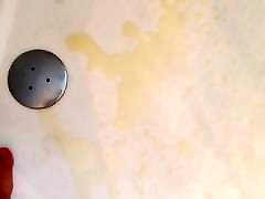 Yellow piss in shower